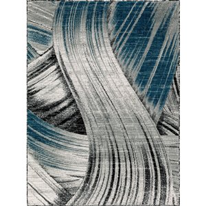 Segma Luminance 2-ft x 3-ft Evelyn Grey and Dark Blue Area Rug