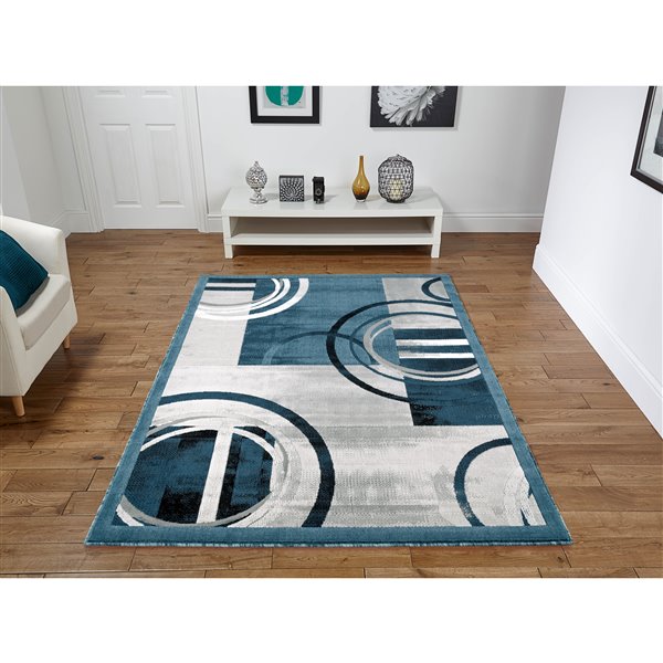 Tapis Ariana de la collection Luminance, bleu foncé, 5 pix8 pi