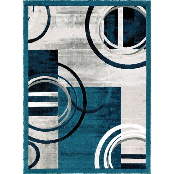 Tapis Ariana de la collection Luminance, bleu foncé, 5 pix8 pi