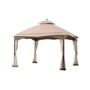 Sunjoy Cabin Style Gazebo with Netting 12-ft x10-ft Brown