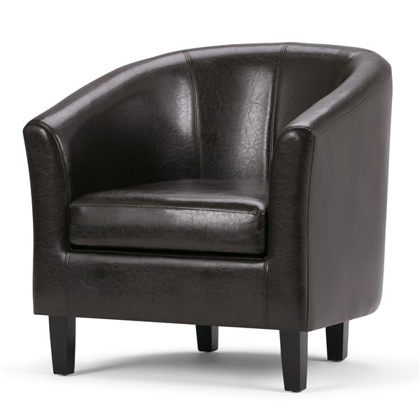 dark brown faux leather tub chair