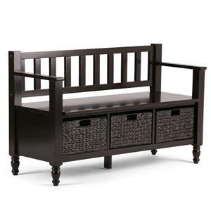 Banc de rangement avec paniers Dakota, brun