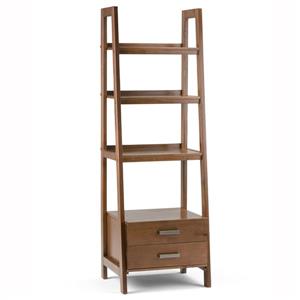 Simpli Home Sawhorse 24-in Saddle Brown Ladder Bookcase with Storage