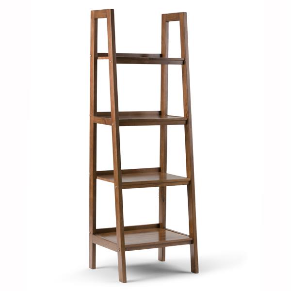 Simpli Home Sawhorse 24 In Saddle Brown 4 Shelf Ladder Bookcase