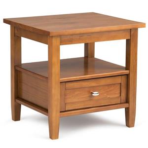 Simpli Home Warm Shaker 20.1-in x 18.1-in x 19.7-in Light Honey Brown End Table