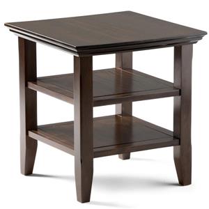 Simpli Home Acadian 19-in x 19-in x 20-in Tobacco Brown End Table