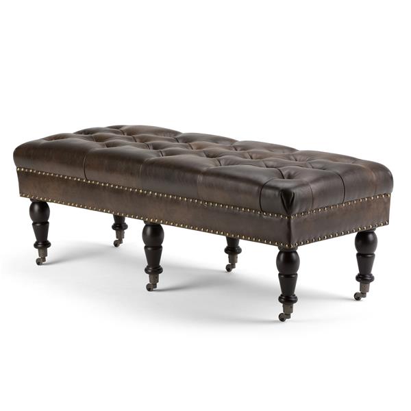 Simpli Home Henley 50 In X 20 In X 18 In Distressed Brown Tufted Ottoman 3axcot 255 Dbr Rona