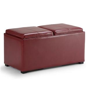 Simpli Home Avalon 35-in x 18-in x 17-in Radicchio Red 5-Piece Storage Ottoman