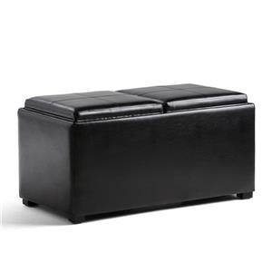 Simpli Home Avalon 35-in x 18-in x 17-in Midnight Black 5-Piece Storage Ottoman