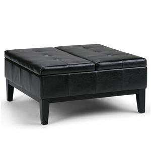 Simpli Home Dover 35.8-in x 35.8-in x 18.5-in Midnight Black Square Coffee Table Ottoman