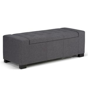 Simpli Home Laredo 51-in x 20.1-in x 17.3-in Slate Grey Large Storage Ottoman Bench