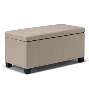 Simpli Home Dover 36-in x 18-in x 18-in Satin Cream Storage Ottoman Bench
