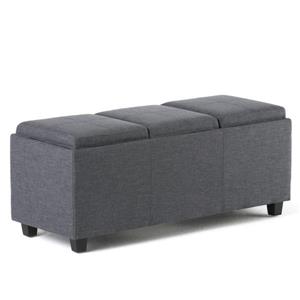 Simpli Home Avalon 42-in x 17-in x 17-in Slate Grey Extra Large Ottoman