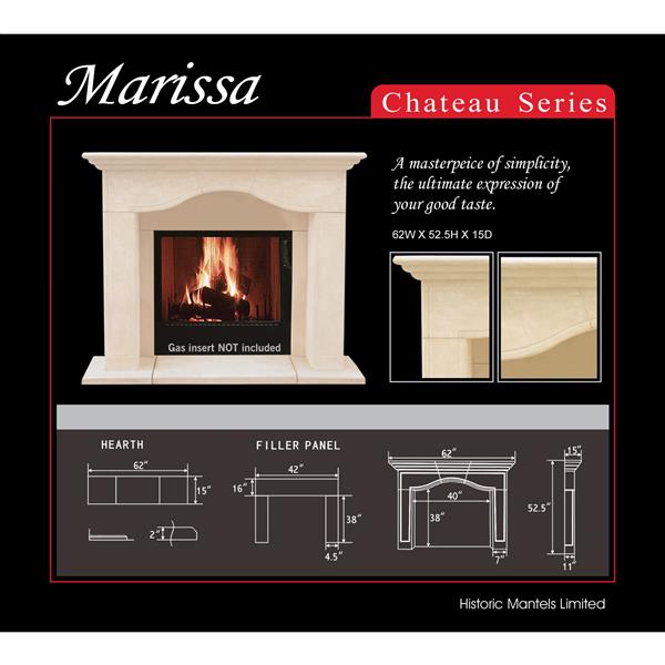 Historic Mantels Limited Chateau Marissa Fireplace Mantel Ivory