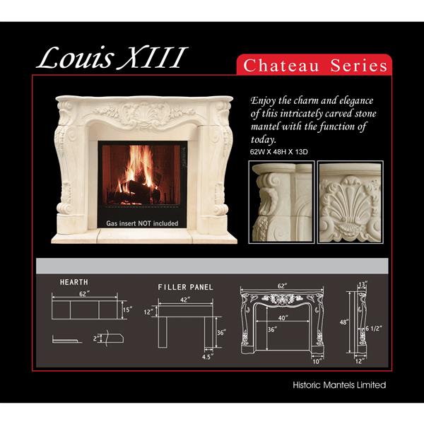Historic Mantels Limited Chateau Louis Fireplace Mantel Ivory