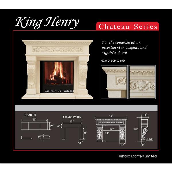 Historic Mantels Limited Chateau King Henry Fireplace Mantel Ivory