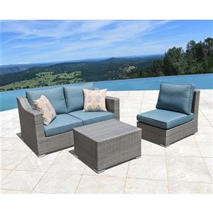 Starsong Kavala 4 pc Grey & Blue Outdoor Sectional Seating Set