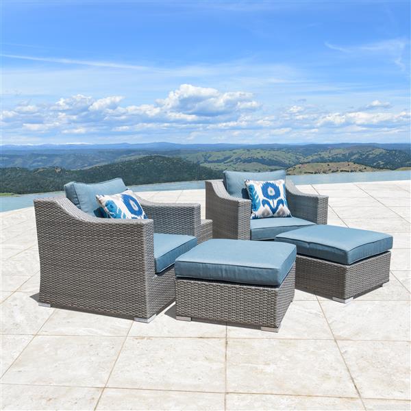 Starsong Kavala 5 pc Grey Blue Outdoor Club Chair Set CC023 RONA