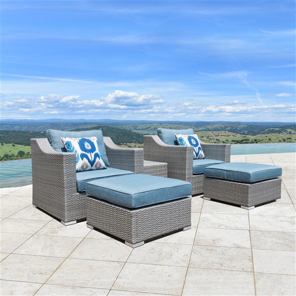 Image of Starsong | Kavala 5 Pc Grey & Blue Outdoor Club Chair Set, 5 Piece | Rona
