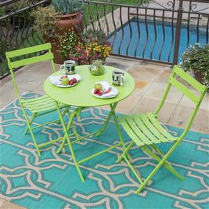 Starsong Zena 3-Piece Lime Green Foldable Round Outdoor Bistro Set