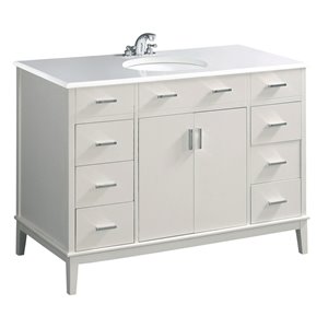 Simpli Home Urban Loft 49 - in Off White Bathroom Vanity with White Quartz Marble Top