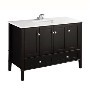 Simpli Home Chelsea 48-in Black Bathroom Vanity with Marble Top