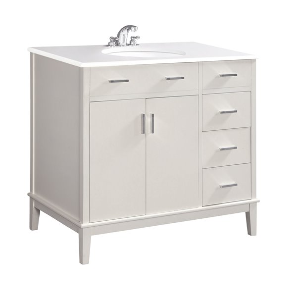 Simpli Home Urban Loft 37-in Off White Bathroom Vanity with White ...