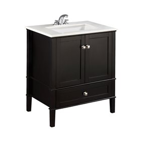 Simpli Home Chelsea 30-in Black Bathroom Vanity with Marble Top