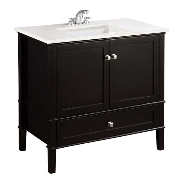 Black Bathroom Vanity With Marble Top, 36 Inch Black And White Bathroom Vanity
