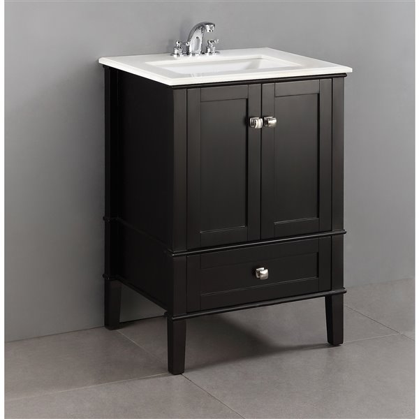 Simpli Home Chelsea 24 In Black Bathroom Vanity With Marble Top Rona - Rona Bathroom Vanities 24 Inch