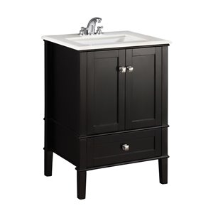 Simpli Home Chelsea 24-in Black Bathroom Vanity with Marble Top
