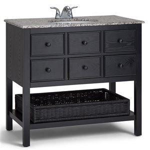 Simpli Home Burnaby 36-in Espresso Brown Bathroom Vanity with Granite Top