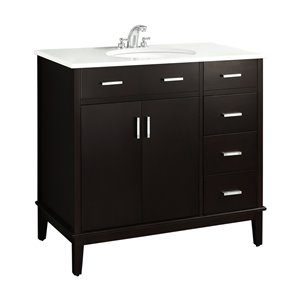 Meuble-lavabo Urban Loft, marbre en quartz blanc, 36
