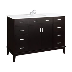 Simpli Home Urban Loft 49-in Espresso Bathroom Vanity with White Quartz Marble Top