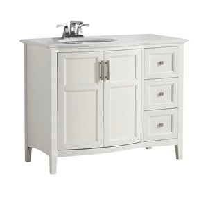 Simpli Home Winston 42-in Off White With Sink Bombay Quartz Marble Top Rounded Front Vanity