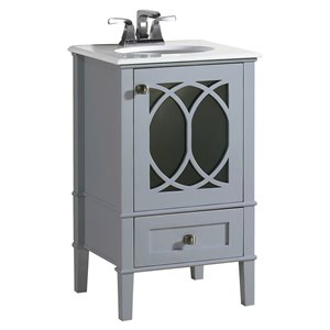 Simpli Home Paige Vanity - White Quartz Marble - 20-in - Grey