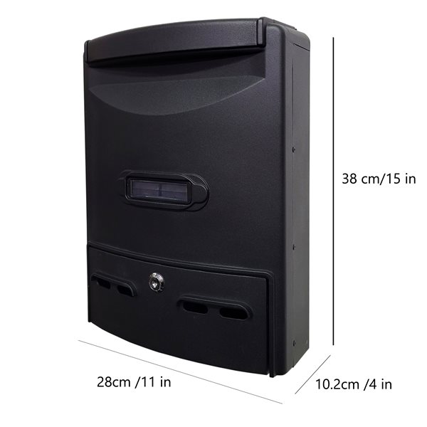 Fine Art Lighting Ltd. Black Aluminum Wall- Mounted Locking Mailbox
