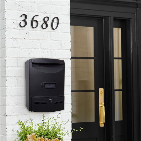 Fine Art Lighting Ltd. Black Aluminum Wall- Mounted Locking Mailbox