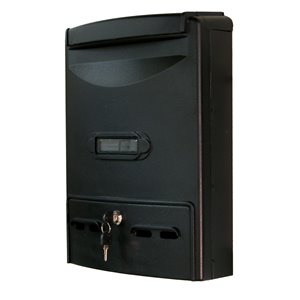 Fine Art Lighting Ltd. Black Aluminum Wall- Mounted Locking Mailbox