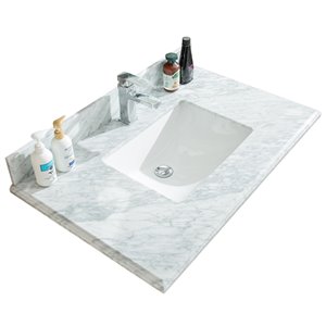 GEF Comptoir vanité de salle de bain, 37 po. Carrara marbre