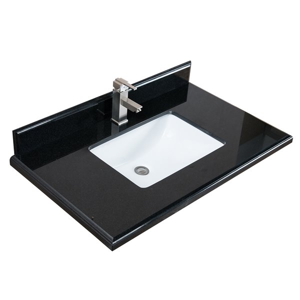 Gef Bathroom Vanity Countertop 37 In, Black Granite Vanity Top With Sink