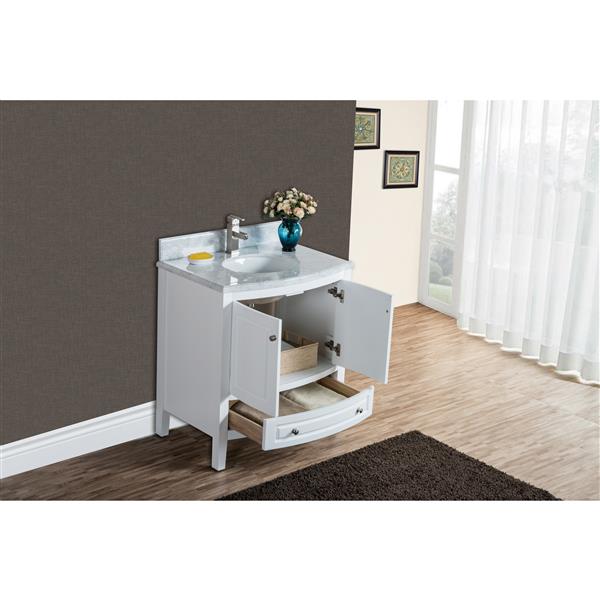 GEF Adelyn 30-in White Single Sink Bathroom Vanity with Marble Countertop