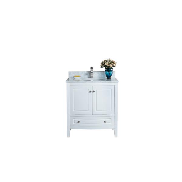 GEF Adelyn 30-in White Single Sink Bathroom Vanity with Marble Countertop