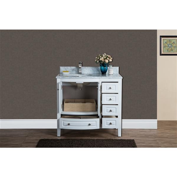 GEF Adelyn 36-in White Single Sink Bathroom Vanity with Marble Countertop