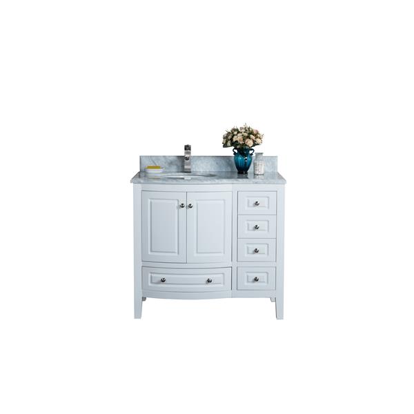 GEF Adelyn 36-in White Single Sink Bathroom Vanity with Marble Countertop