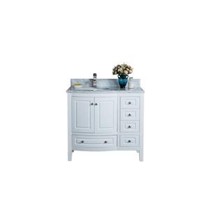 GEF Adelyn 36-in White Single Sink Bathroom Vanity with Marble Countertop