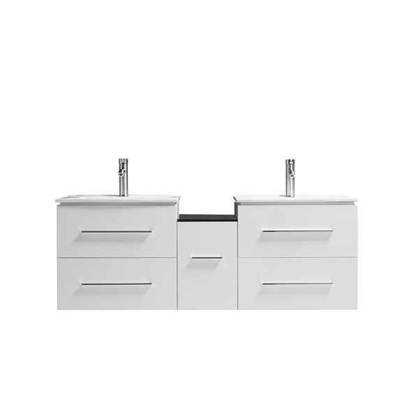 GEF Hadley 60-in White Double Sink Bathroom Vanity with Porcelain Top