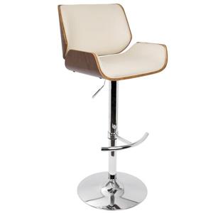 Lumisource Santi Barstool Cream and Beige Cushioned Backrest Barstool