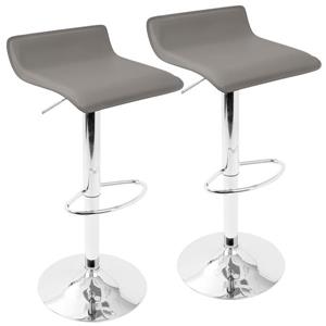 Lumisource Grey Ale Adjustable Contemporary Bar Stool (Set of 2)