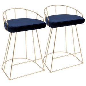 Tabourets de comptoir Canary, bleu velours, ensemble de 2